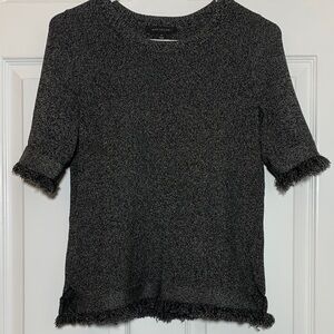 Ann Taylor Charcoal Fringe Top